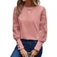 thumbnail image 2 of Top de Cuello Redondo con Encaje Bordado y Larga en Color Liso para Mujer Rosa M, 2 of 8