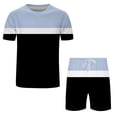 thumbnail image 3 of Pxiakgy suits for men Mens Spring Summer Leisure Sports Breathable Absorbing Stitching Printed Short Sleeve Shorts Two Piece Set Men Suits Black + 3XL, 3 of 5