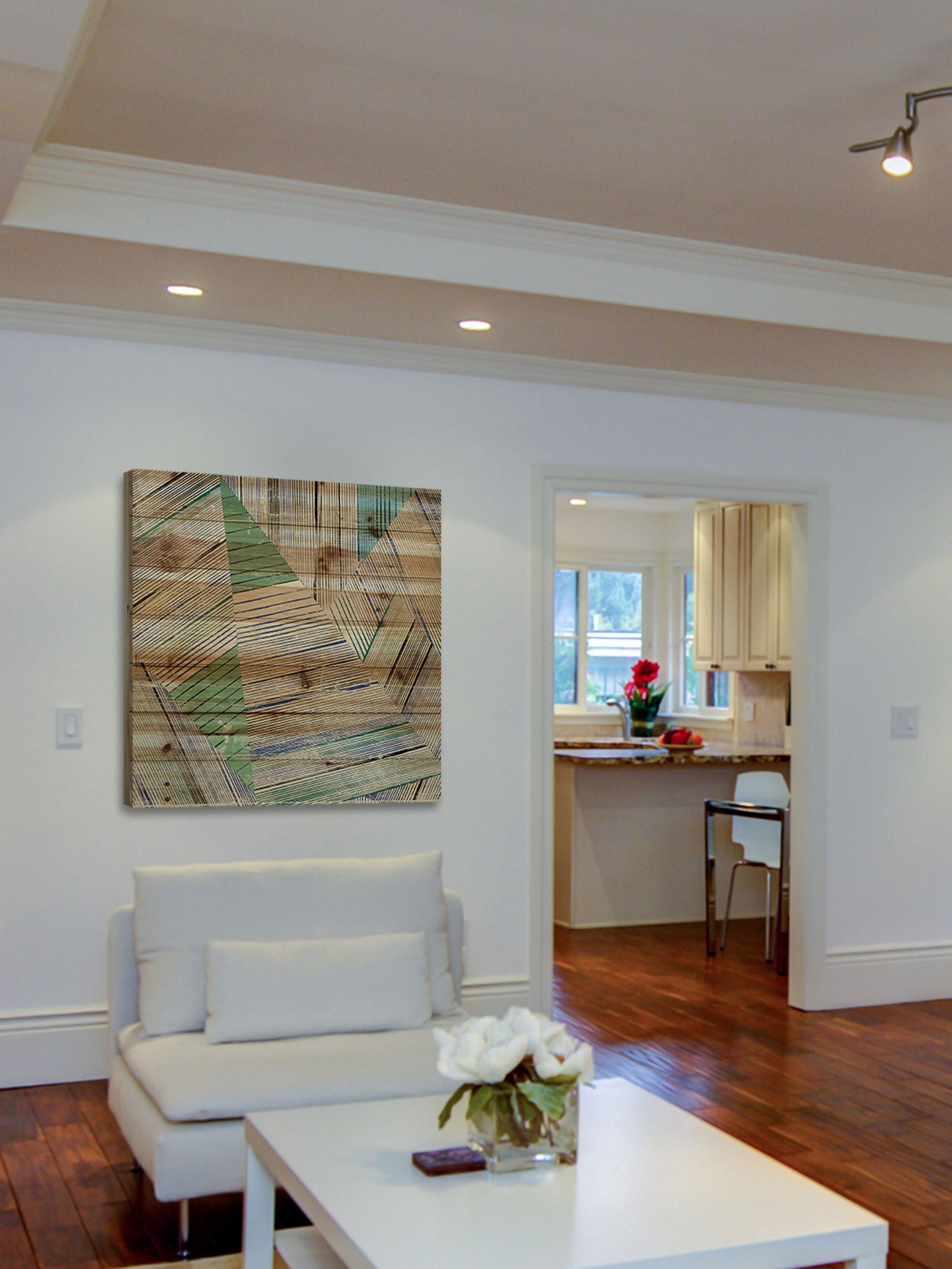 "Sketchy View" Painting Print on Natural Pine Wood