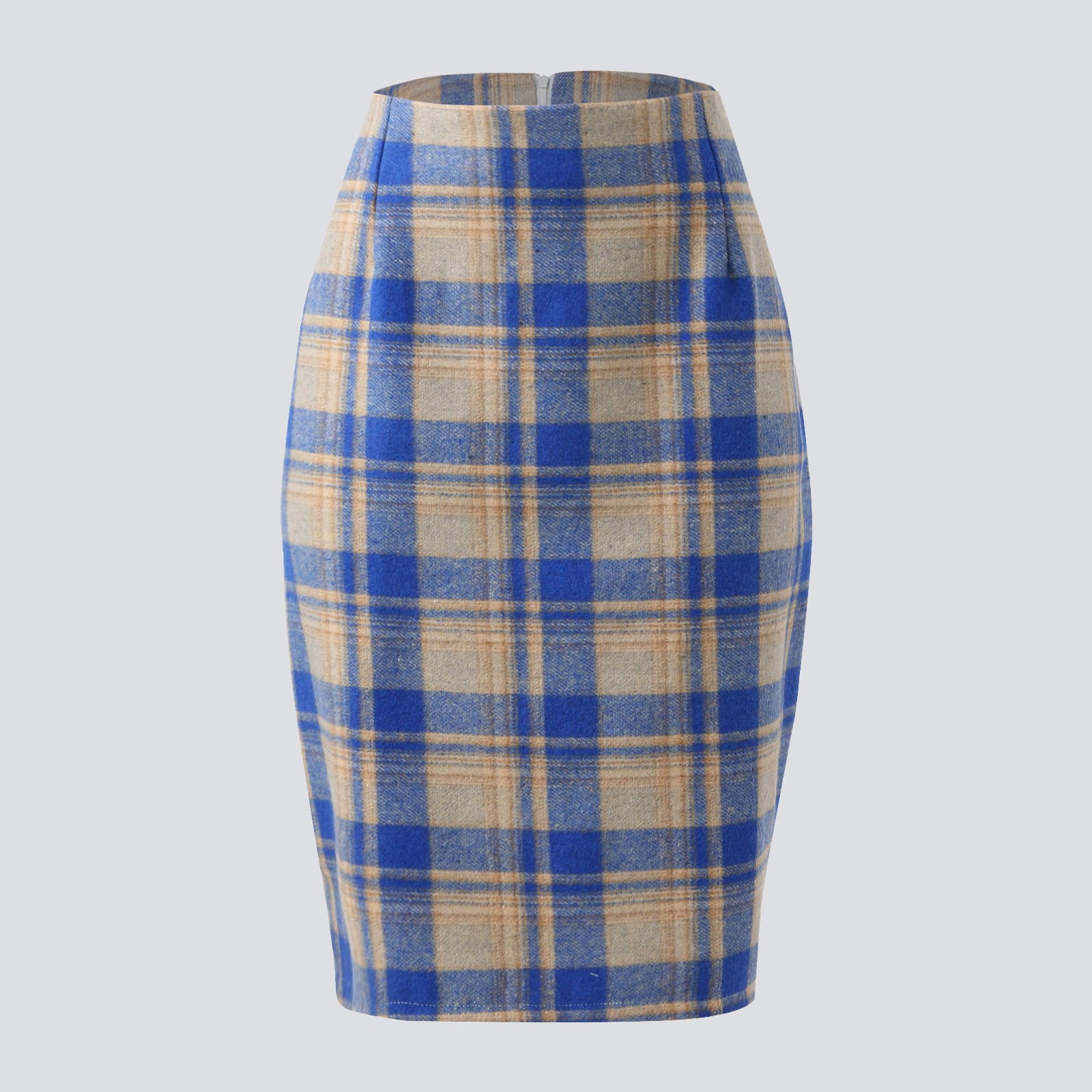 Pencil Plaid Skirts For Women Fall Winter High Waisted Bodycon Knee ...