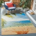 thumbnail image 3 of SAFAVIEH Barbados Beach Waves Outdoor Area Rug, 5'3" x 7'6", Gold/Blue, 3 of 10