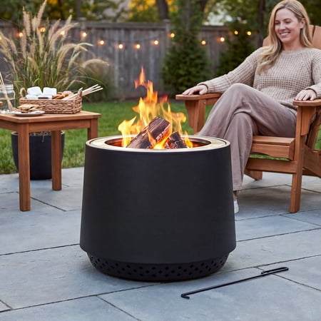 Sunjoy 21in. Argyle Low-Smoke Wood Firepit