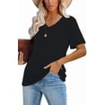 thumbnail image 2 of Camiseta Lunivop para Mujer con Cuello en V, Manga Corta, Negra, Talla M, 2 of 4