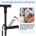 thumbnail image 4 of Bastón para caminar para hombres y mujeres con alarma, luz LED y mango plegable, plegable, ajustable, ligero y autoportante para personas mayores y adultos., 4 of 5