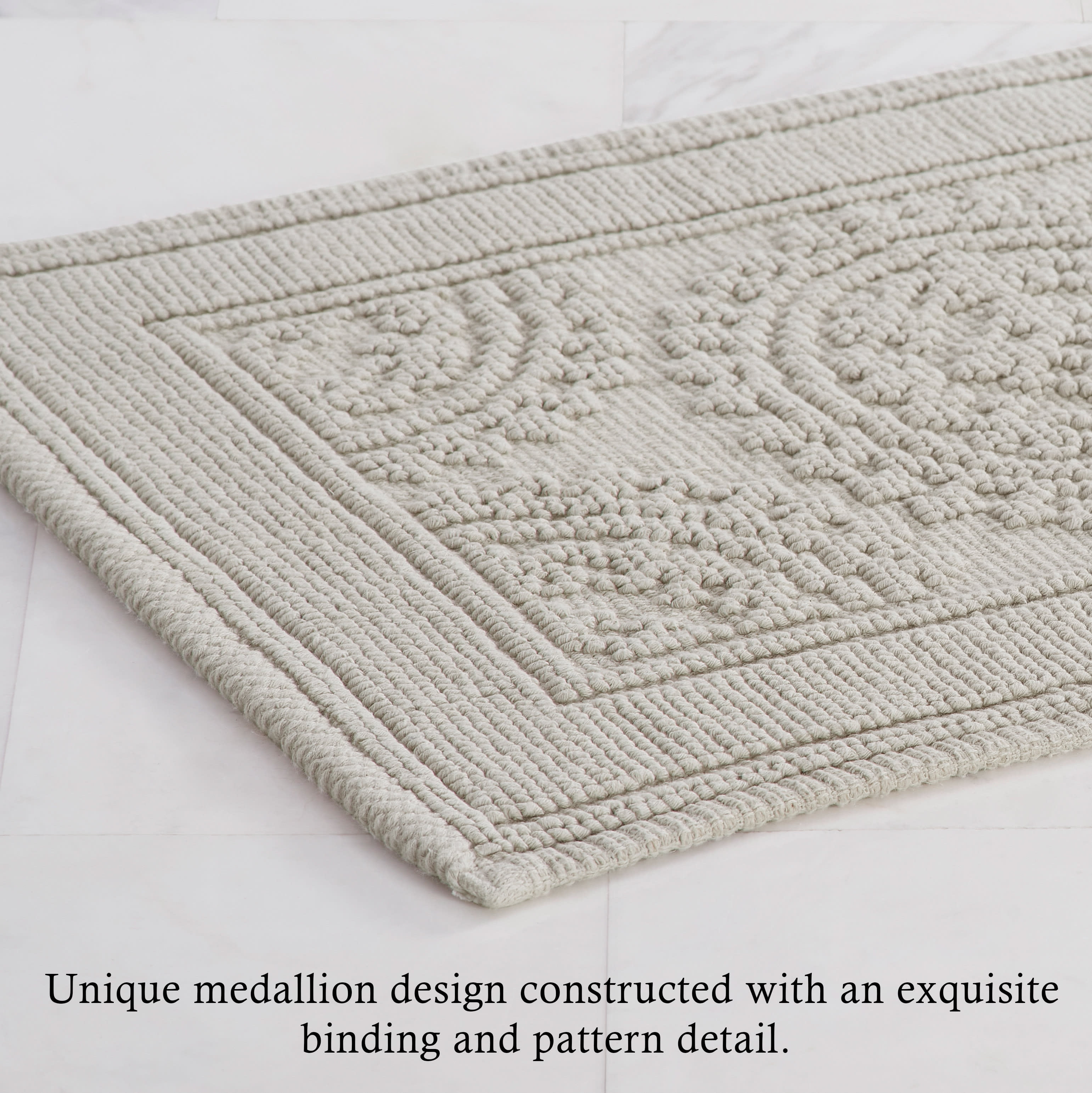 Light Grey, Medallion, 2-Piece Bath Rug Set, Jean Pierre