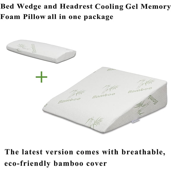 InteVision Foam Bed Wedge Pillow (26" x 25" x 7.5") and Headrest Set