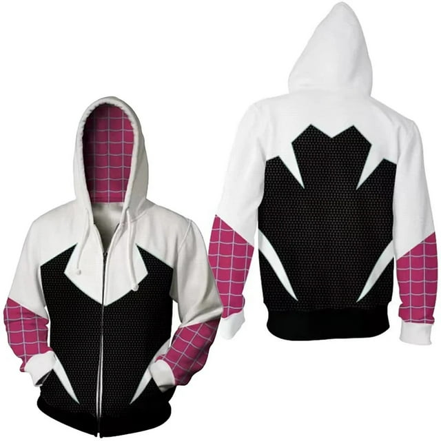 Spider-Man : Into the Spider-Verse Miles Anime Impression 3D Performance Cosplay Chandail à Capuchon à Fermeture Éclair pour Hommes