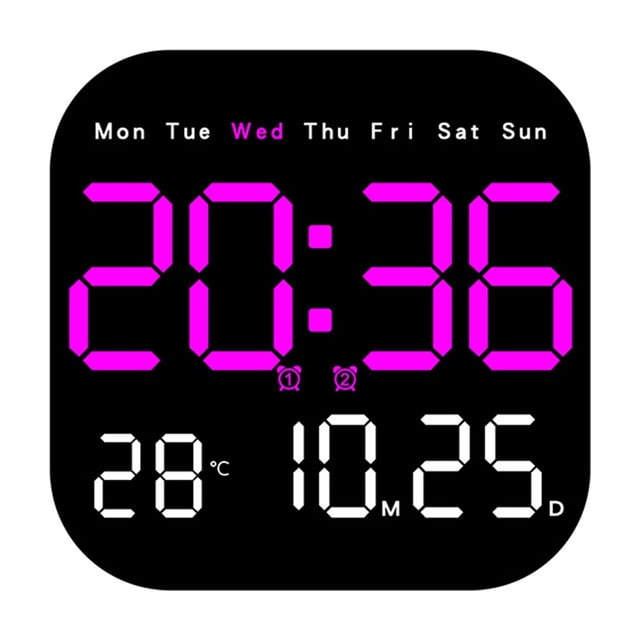 Wweixi Wall Clocks With LED Display Home Decor Unique Style Electronic Table Clock Red