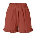 thumbnail image 5 of WAYUTE Women's Shorts Solid Color High Waisted Ruffles Trim Cotton Straight Leg Shorts Work School Casual Loose Fit Summer Outdoor, 5 of 5