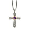 Shey Couture QTC243 Sterling Silver with 14K Gold Amethyst Cross Necklace - Antiqued & Polished