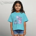 thumbnail image 2 of Girls Lilo & Stitch Angel Kisses and Flowers Graphic Cropped T-Shirt, 2 of 8