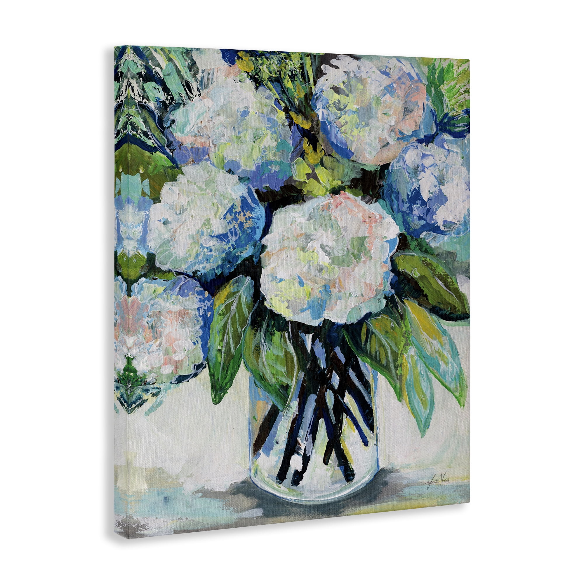 Stupell Industries Abundant White Hydrangeas Botanical & Floral Painting Gallery Wrapped Canvas Art Print Wall Art, 24 x 30