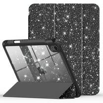 Kenke Compatible with iPad A16 11th Generation 11 Inch 2025 Case, iPad Case 10th Generation 10.9 Inch, Glitter Cover with Sparkly Clear Back, Pencil Holder, for Kids Girls, (Black)