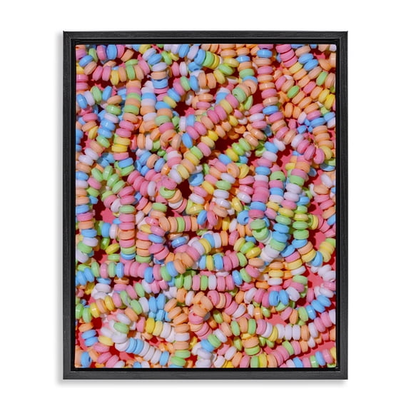 Stupell Industries Pastel Candy Necklace Black Framed Floater Canvas Wall Art, design by LISH Creative