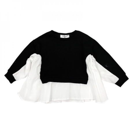 

Bullpiano Girls Long-sleeved Shirt Korean Style Autumn Style Wild Splicing Doll Shirt