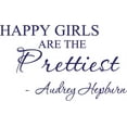 thumbnail image 1 of Purple 26" X 16" Happy girls are the prettiest. Audrey Hepburn. Art Home Mural Vinyl wall art Inspirational quotes and saying home decor decal sticker, 1 of 1