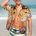 thumbnail image 3 of Fotbe Halloween Flamingos Hawaiian Shirt for Men Unisex Summer Beach Casual Short Sleeve Cotton Linen Button Down Shirts-XX-Large, 3 of 5