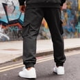 thumbnail image 5 of Basysin Men Jogger Cargo Pants Elastic Drawstring Waist With Pockets Trousers Solid Color Lounge Walking Jogging Outdoor Casual Workout Home, 5 of 6