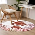 thumbnail image 4 of Ocean Red Turtles Round Area Rug 4Ft Washable Circle Rugs for Bedroom Dining Room, Coastal Coral Nautical Seagrass Flowers Non-Slip Carpet Floor Mats Indoor Outdoor Carpet Runner Aesthetic Home Decor, 4 of 8