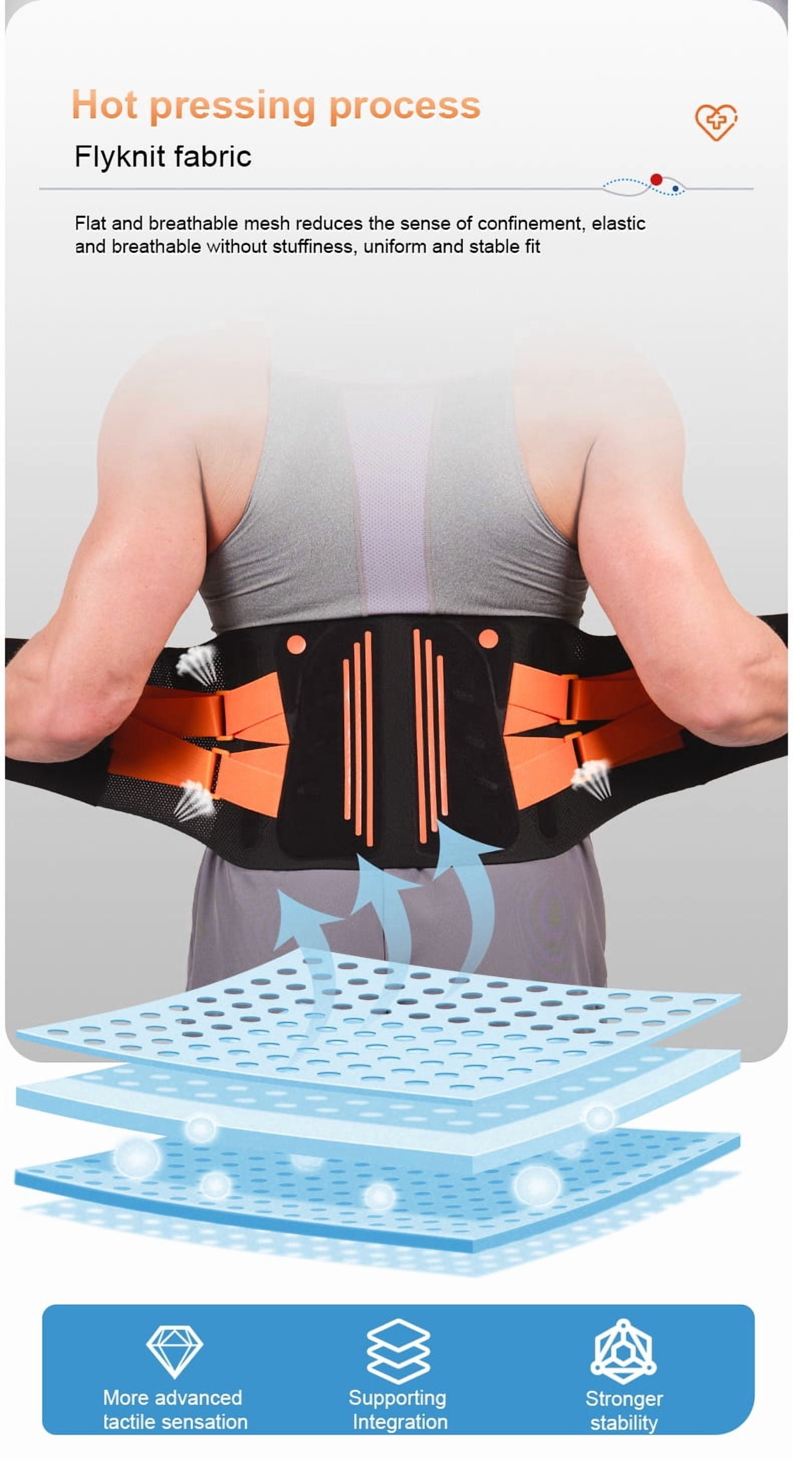 Lower Back Brace Waist Belt Men Women Adjustable Breathable Lumbar，Breathable Knit Back Brace for Lower Back Pain Relief, Lumbar Support - Adjustable Waist Belt with Memory Support Plates & Compressi
