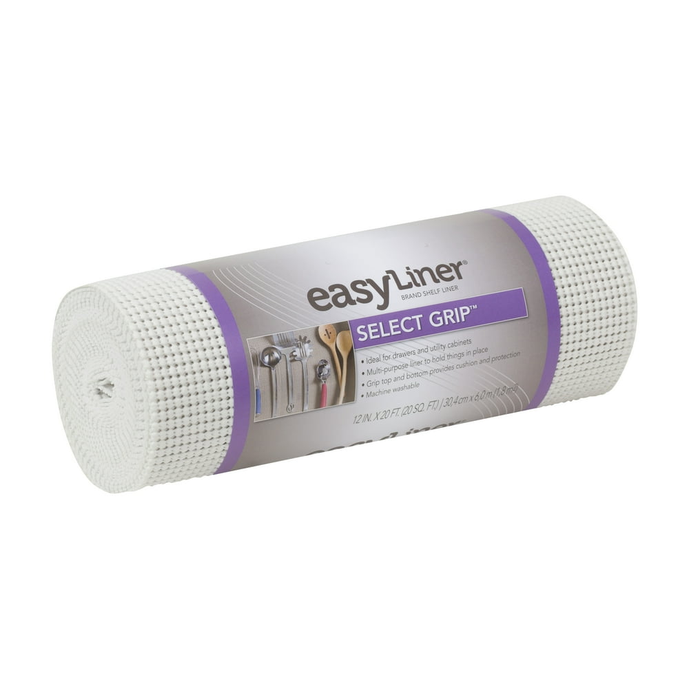 EasyLiner Select Grip Shelf Liner, White, 12 In. x 20 Ft.