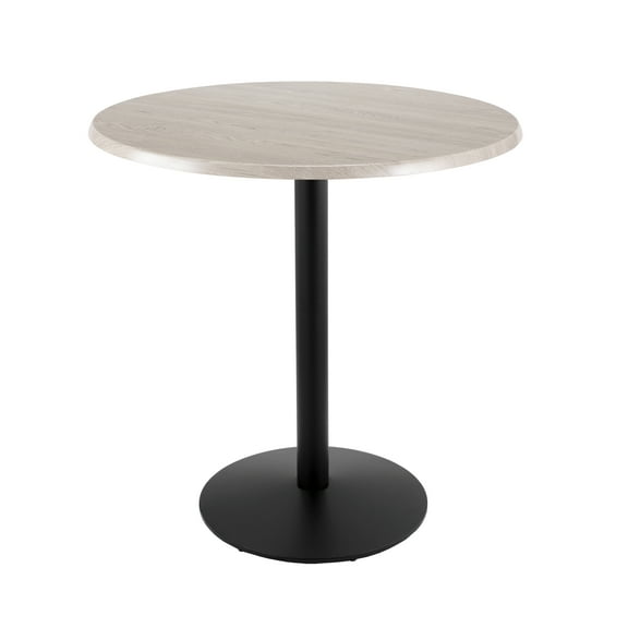 Indoor/Outdoor 42" Tall OD214 Black Table Base with 22" Diameter Foot and 36" Diameter Indoor/Outdoor White Ash Top by the Holland Bar Stool Co.