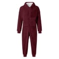 thumbnail image 3 of Boys Hooded Onesie Pajamas Kids Long Sleeve Zip-Front One Piece Fuzzy Sleepwear Jumpsuit with Pockets Winter Warm Loungwear, 3 of 6