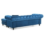 Glory Furniture Nola Velvet Sofa Chaise in Navy Blue