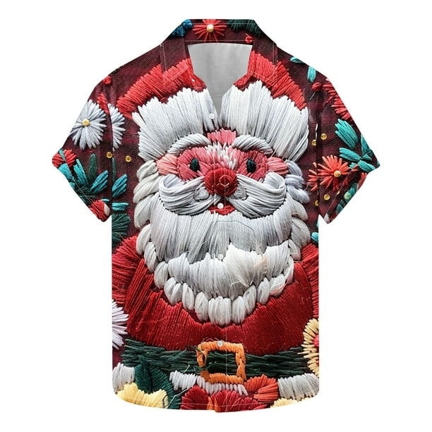 Camisas de Manga Larga para Hombres, Botón de Impresión Blusa de Cuello, Camisa de Poliéster de Moda Casual