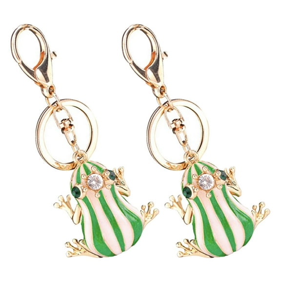 WORGEOUS 2PCS Frog Keychain Stylish Crown Frog Keychain Backpacks Pendant Purse Jewelry Charms Cute Keychains Frog Keychain Women Handbag Pendant Charms For Bags