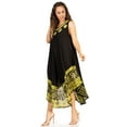 thumbnail image 4 of Sakkas Batik Flower Caftan Tank Dress / Cover Up - Black / Yellow - One Size, 4 of 5