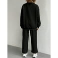 thumbnail image 4 of Women Sets 2 Piece Outfits Crewneck Sweatshirts Pullover Tops and Jogger Pants Tracksuits Lounge Set Black S, 4 of 5