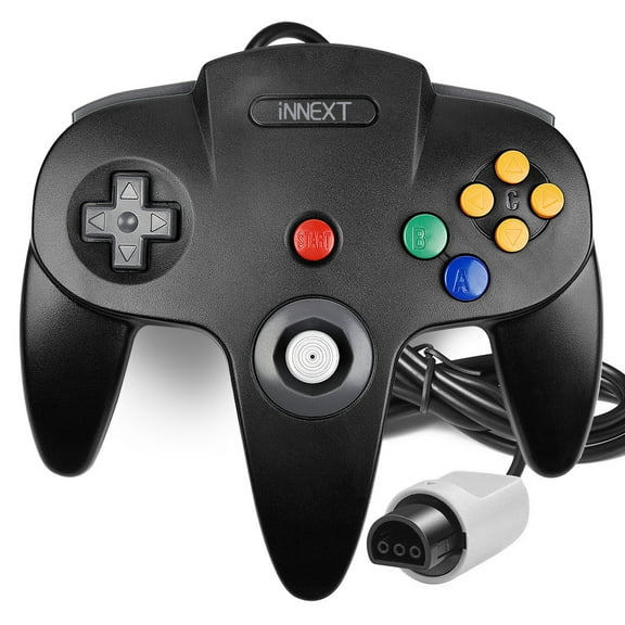 N64 Gaming Classic Controller, iNNEXT Retro N64 Wired Gaming Gamepad Controller Joystick for N64 System Home Video Game Console（Black）