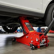 Jack Boss 3 Ton Floor Jack, 6600LBS Capacity Hydraulic Car Jack, Low Profile Portable Jack with Dual Pumps, Quickly Lift Steel Service Jack, Lifting Range 3-1/8 Min to 20 Max Red