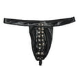 thumbnail image 2 of EOYWHK Men's Black Studded PU Thong Underwear - Sexy T-Back G-String Briefs with Metallic Accents, Comfortable Stretch Waistband, 2 of 9