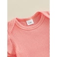 thumbnail image 5 of Suealasg Newborn Baby Girls Rompers Fly Sleeve Ribbed Layered Knit Bodysuits Infant Girls Summer Jumpsuits Clothes, 5 of 9