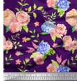 thumbnail image 1 of Soimoi Purple Cotton Duck Fabric Periwinkle & Peony Floral Print Fabric by the Yard 42 Inch Wide, 1 of 3