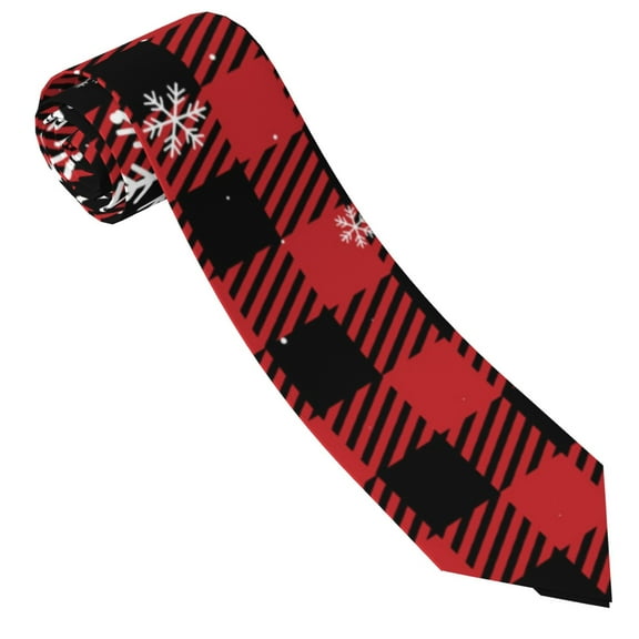 Yiaed Red Buffalo Plaid Print Men's Ties Silk Business Necktie for Husband Father Valentine's day Father's Day Gift
