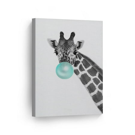 Smile Art Design Giraffe Animal Bubble Gum Art Turquoise Teal Blue
