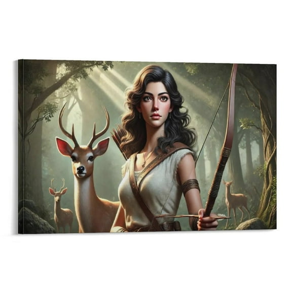 Greek Mythology Poster Artemis - Goddess of The Hunt Posters Wall Art Painting Canvas Gift Living Room Prints Bedroom Decor Poster Artworks 08x12inch(20x30cm)
