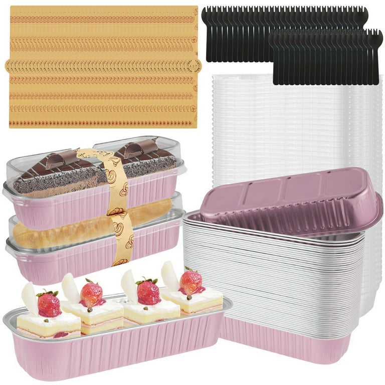 Littleduckling 50Pcs Mini Loaf Pans with Lids Spoons and Sealing