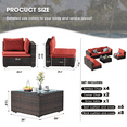 thumbnail image 4 of Grezone 7 Pieces Patio Furniture Set, All Weather Outdoor Sectional PE Rattan, Patio Conversation Sets with Cushions and Glass Coffee Table for Garden Lawn Balcony Porch Deck, Red, 4 of 8