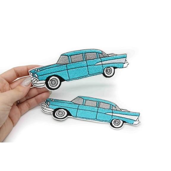 1957 Chevy Bel Air Blue Iron On Embroidered Patch