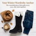 thumbnail image 3 of BLISSFUL STEP Women's Over Knee Thick Platform Shoes Side Zipper Winter Thigh High Boots Black-Fleece 7, 3 of 5