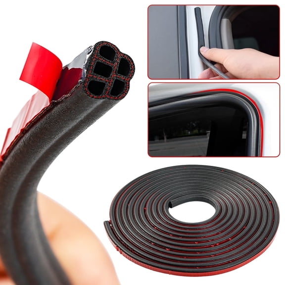 AUTOXBERT 5M/16Ft Car Door Rubber Seal Trunk Hood Sealing Strip  Double Layer EPDM Noise Weather Strips