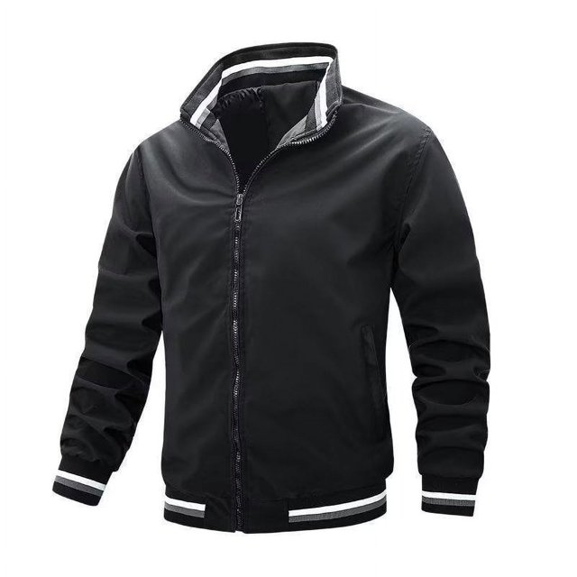 Chaqueta de hombre con cuello alto de moda casual a rayas.