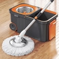 thumbnail image 4 of Anvazise Spin Mop Set with 6 Reusable Thickened Mop Heads Microfiber Mop Heads 360 Degree Rotation Stainless Steel Retractable Handle Floor Cleaning System (Grey and Orange), 4 of 13