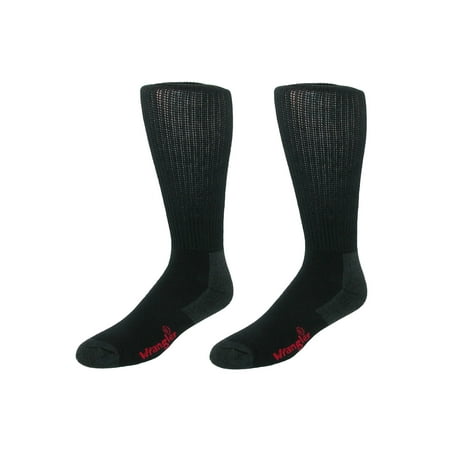 Wrangler - Size Large Mens Over the Calf Cotton Work Boot Sock (Pack of 2), Black - Walmart.com