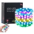 thumbnail image 1 of IBAOLEA Fairy Lights with Remote 32.8 Ft Christmas Lights 100 Larger Brighter Led Beads USB Powered RGB Color Changing Lights with 12 Modes for Christmas Decorations Multicolor -, 1 of 6