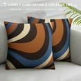 thumbnail image 3 of ARISTURING Modern Geometric Circles Pillow Covers Blue Brown Black Swirls Decorative Pillow Cases for Men Women Adults Abstract Stripes Lines Simple Style Cushion Covers for Housewarming, 3 of 5